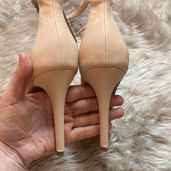 DREAM PAIRS Karrie High Stiletto Pump Heeled Open Toe Ankle Strap Nude Sandals - Picture 9 of 14